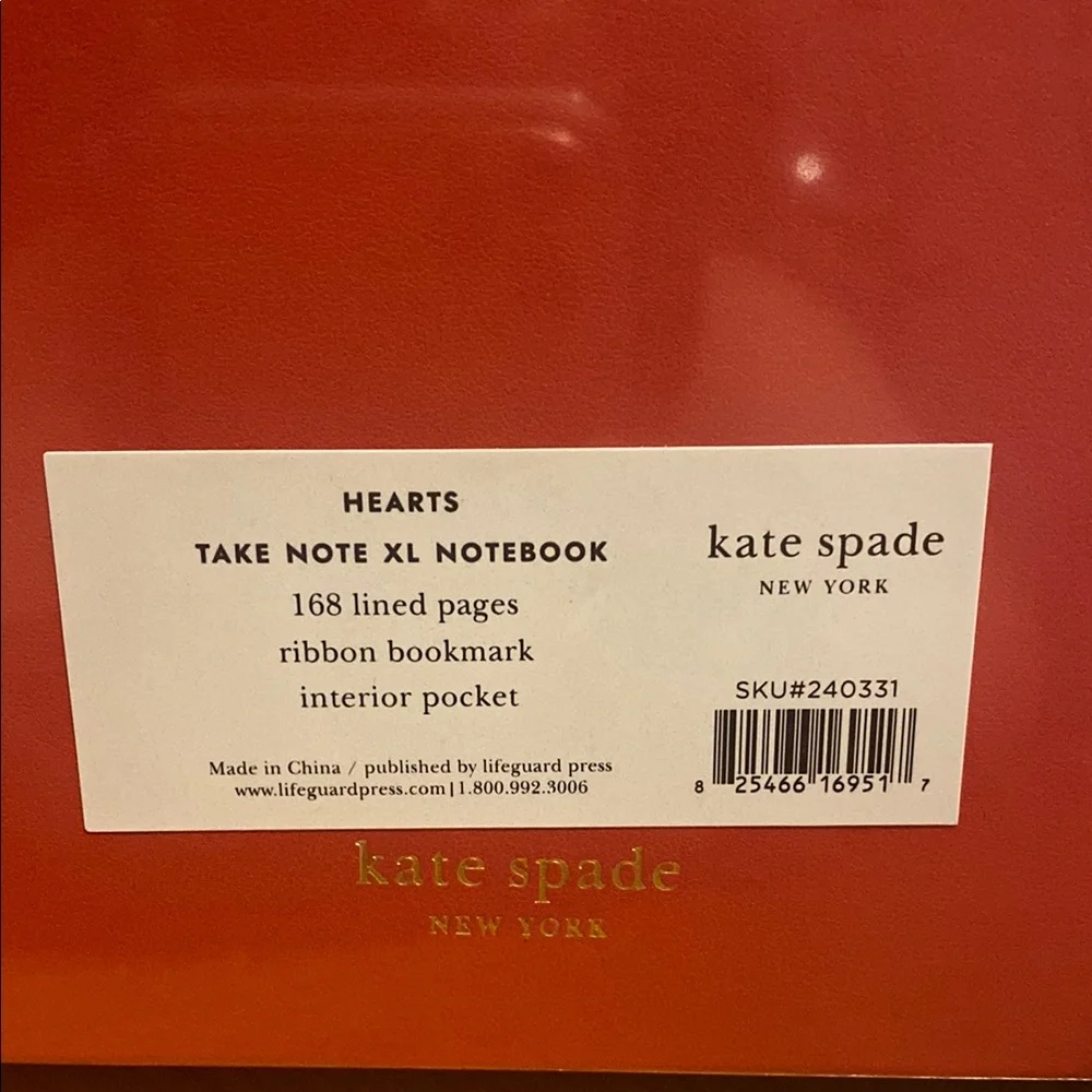 Kate Spade Red Heart Notebook